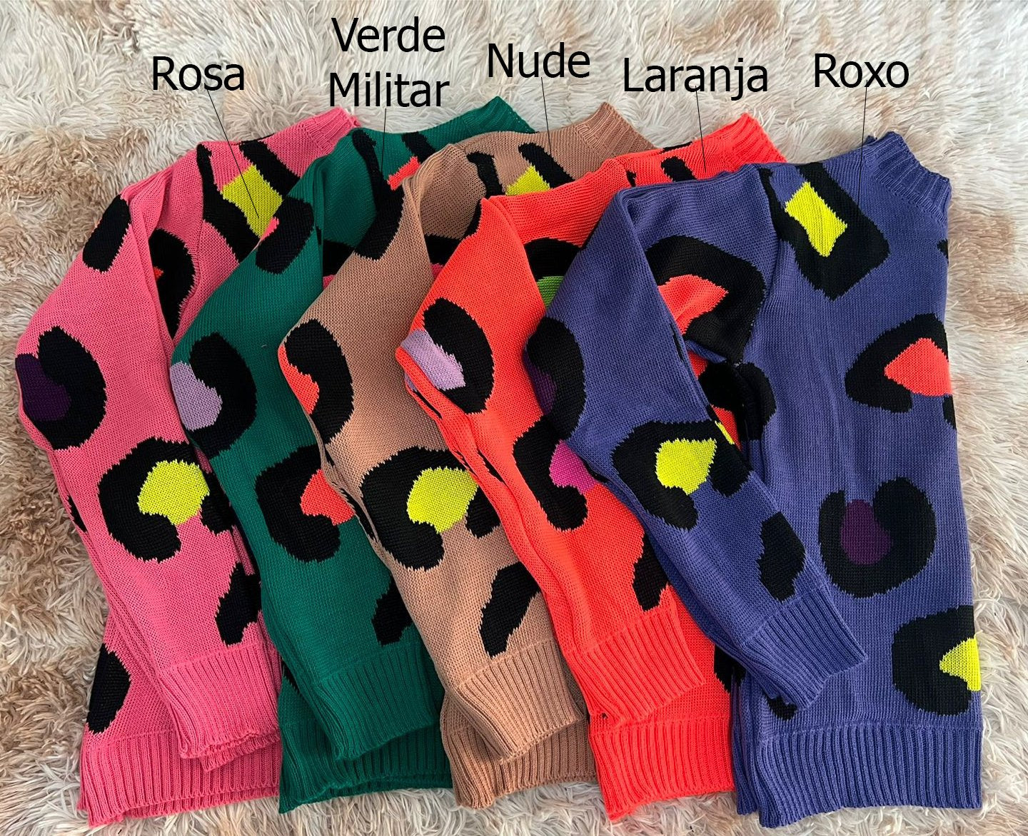 Blusa Tricot Manga Longa Animal Colors