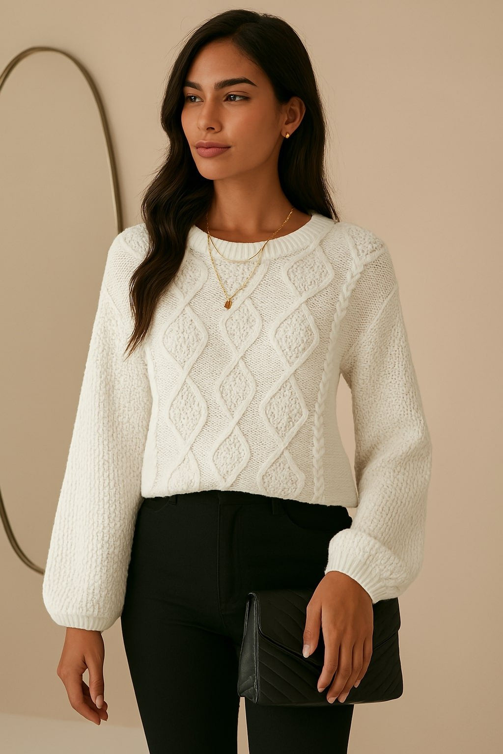 Blusa Tricot Manga Longa Transpassada