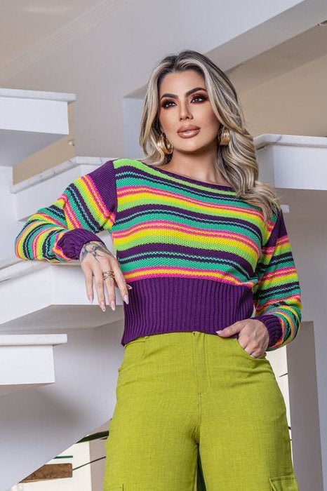 Cropped Tricot Listrado Canoa