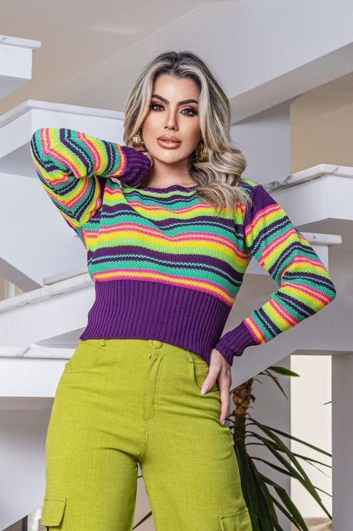 Cropped Tricot Listrado Canoa
