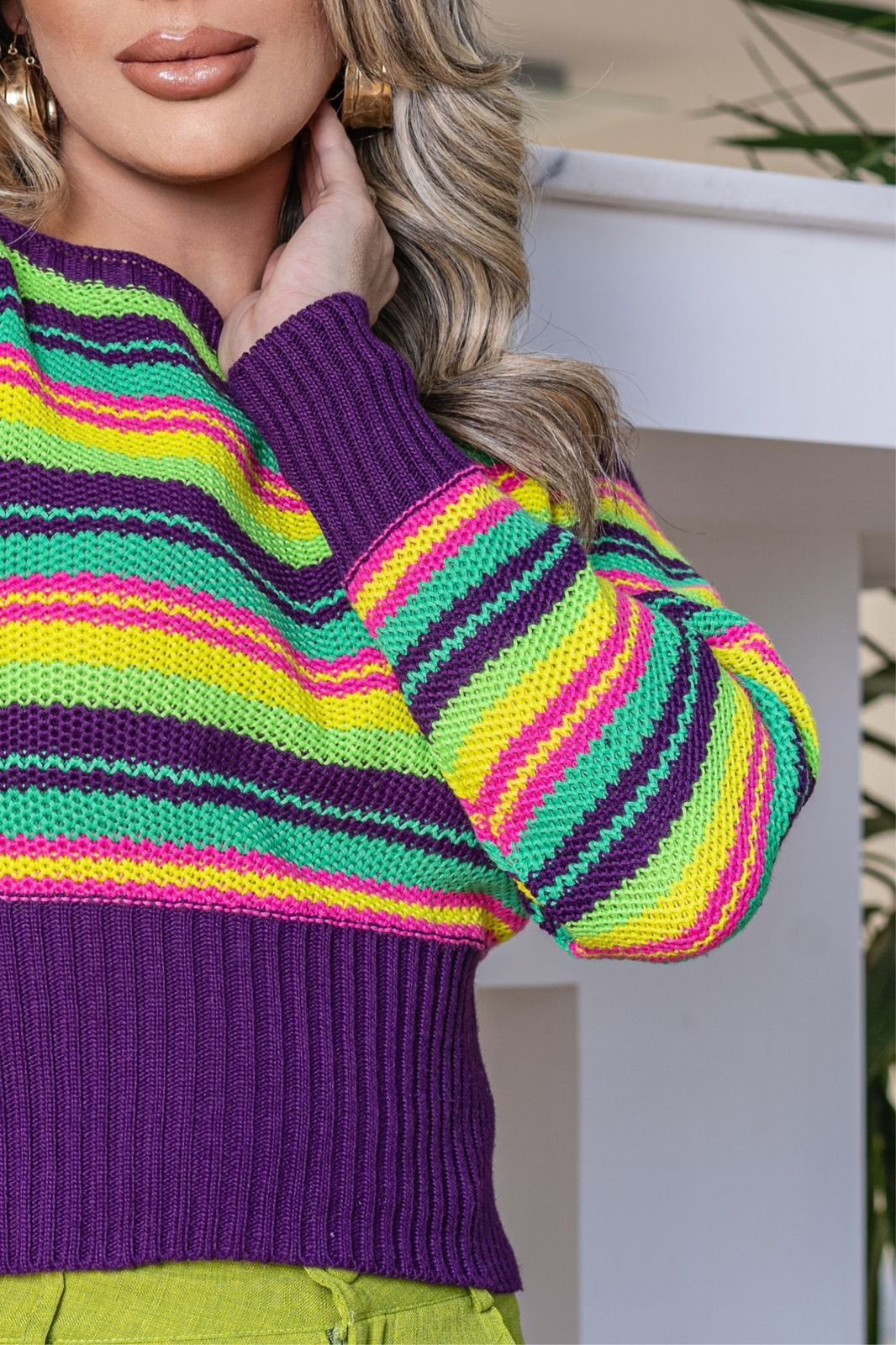 Cropped Tricot Listrado Canoa
