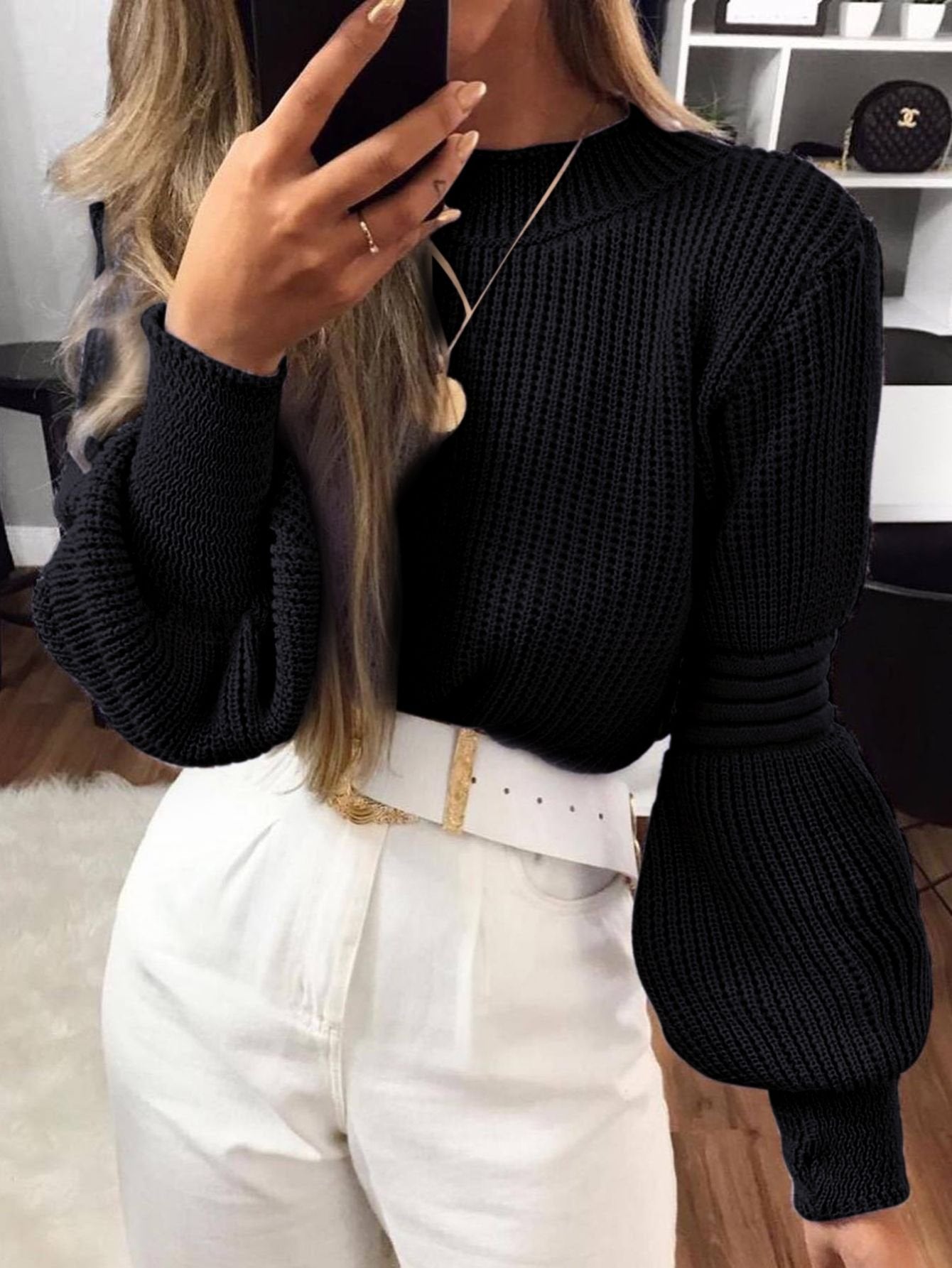 Blusa Tricot Manga Longa Bufante