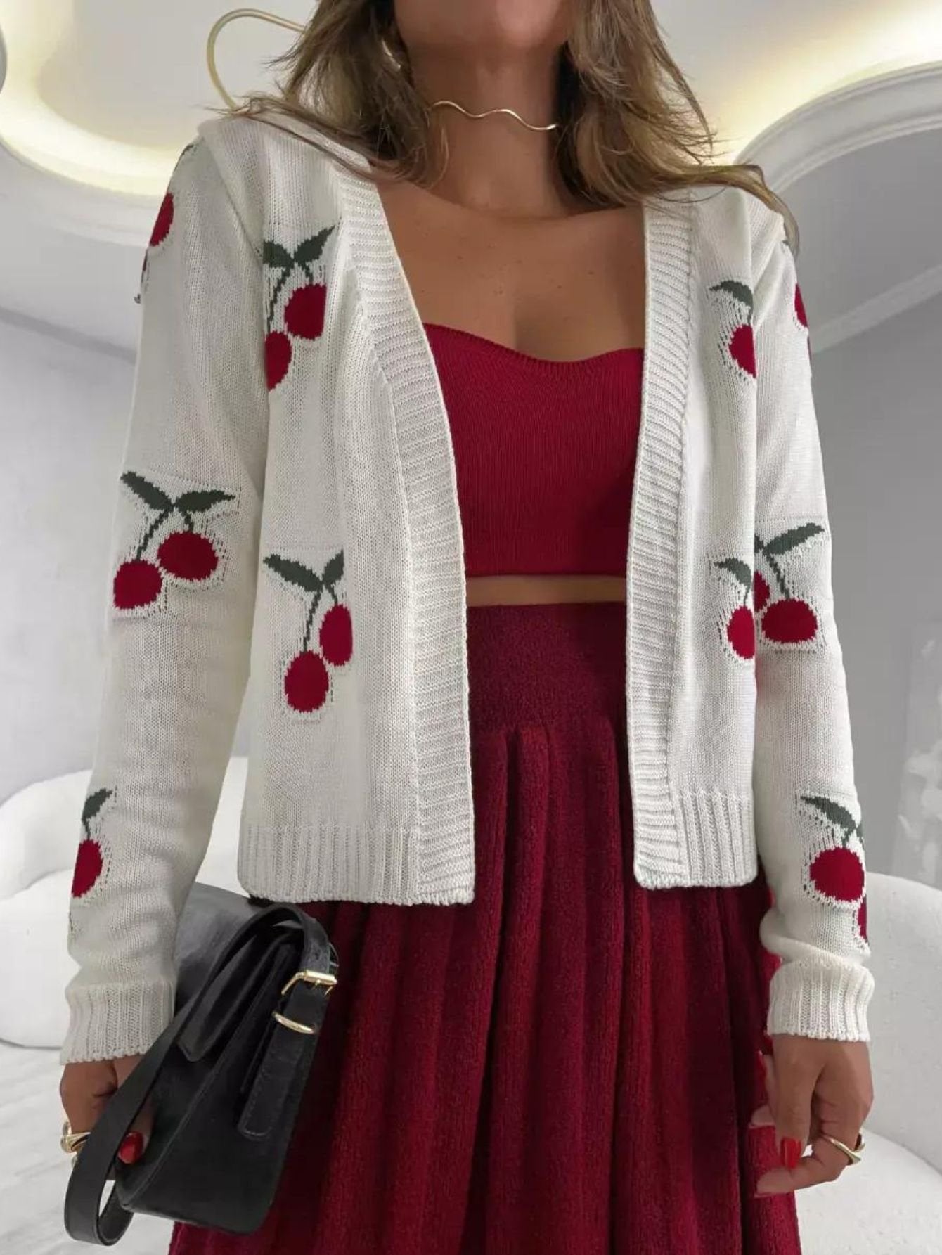 Casaco Tricot Cereja Cherry