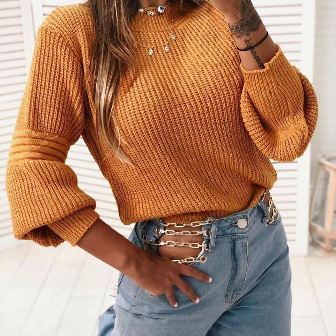 Blusa Tricot Manga Longa Bufante