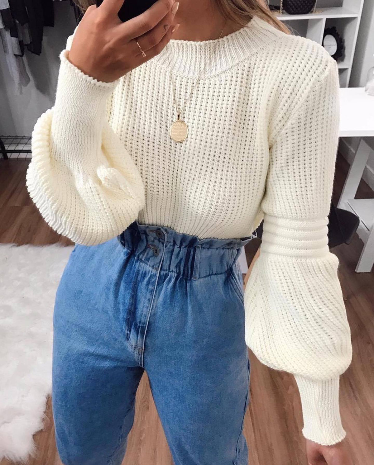Blusa Tricot Manga Longa Bufante