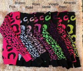 Blusa Tricot Detalhes Onça Manga Longa