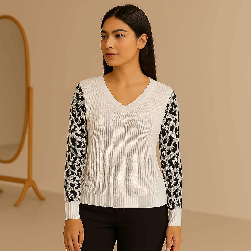 Blusa Tricot Lisa Manga Longa Onça