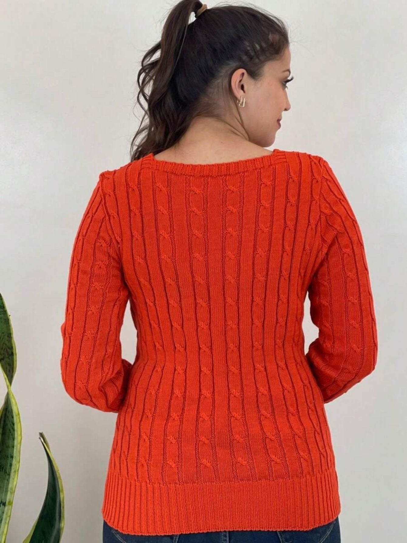 Blusa Tricot Gola V Manga Longa