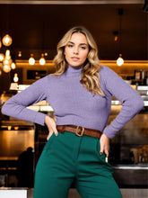 Blusa Tricot Canelada Manga Longa Gola Alta