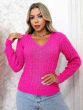 Blusa Tricot Gola V Manga Longa