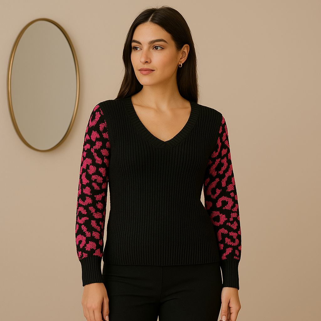 Blusa Tricot Lisa Manga Longa Onça