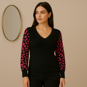 Blusa Tricot Lisa Manga Longa Onça