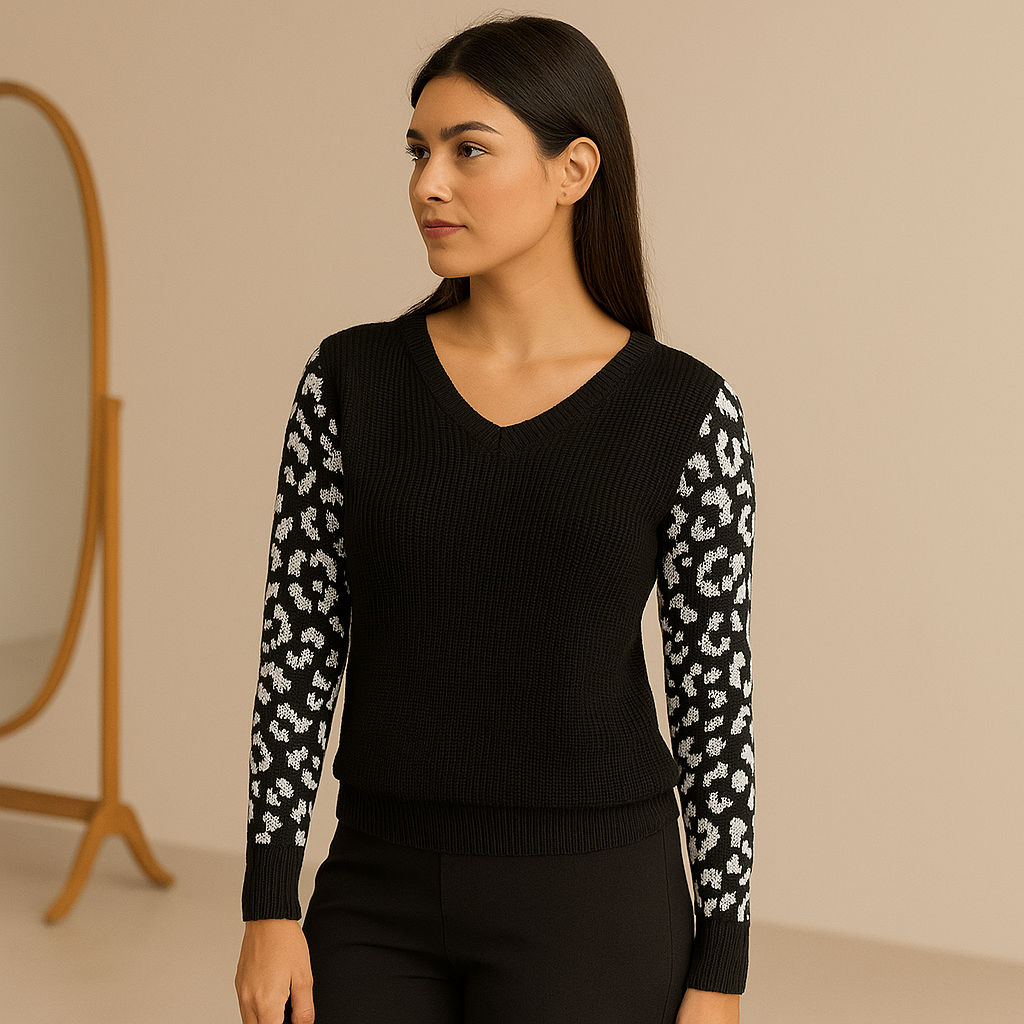 Blusa Tricot Lisa Manga Longa Onça
