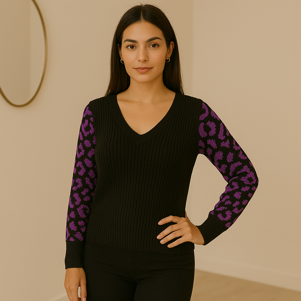 Blusa Tricot Lisa Manga Longa Onça
