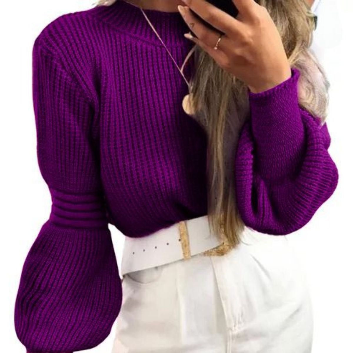 Blusa Tricot Manga Longa Bufante