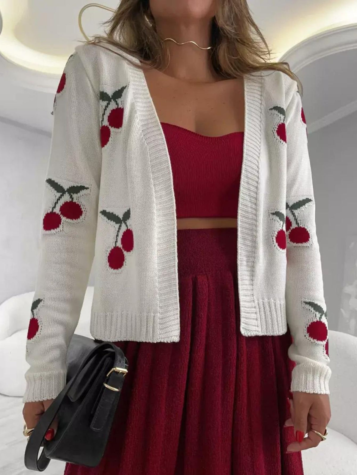 Casaco Tricot Cereja Cherry
