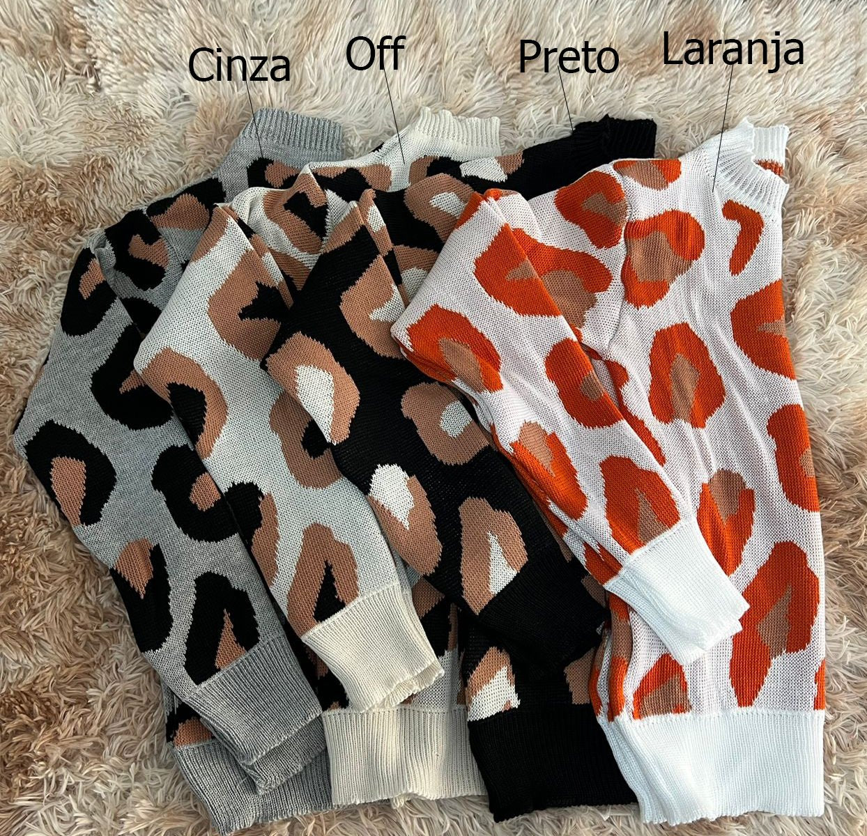 Blusa Tricot Duo Print Manga Longa